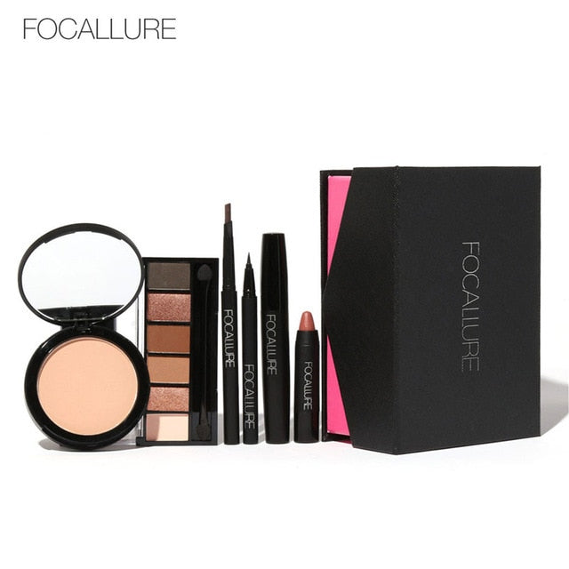 FOCALLURE Makup Tool Kit 6Pcs Cosmetics Including Eyeshadow Lipstick with Cosmetics Box Makeup Set for Gift