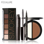 FOCALLURE 6 Warm Nude Eyeshadow Palette Black Volume Mascara Eyeliner Pen Double Colors Bronzer Highlighter Powder Makeup Kit
