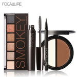 FOCALLURE 6 Warm Nude Eyeshadow Palette Black Volume Mascara Eyeliner Pen Double Colors Bronzer Highlighter Powder Makeup Kit