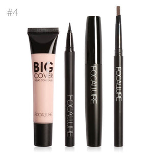 FOCALLURE 4Pcs Bright Cosmetics Makeup Set Face Concealer Cream Eyebrow Pencil Mascara Cream Makeup Base