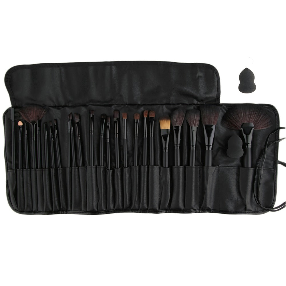 2017 New Makeup Set 24 pcs Makeup Brushes Foundation Powder Eyeshadow Brush +1pc Cosmetic Puff +Black Bag Make Up Tool Kit