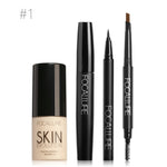 FOCALLURE 4Pcs Makeup Set with Foundation Cream High Liquid Eyeliner Pen and Black Volume Mascara Eyebrow Pencil