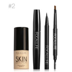 FOCALLURE 4Pcs Makeup Set with Foundation Cream High Liquid Eyeliner Pen and Black Volume Mascara Eyebrow Pencil