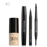 FOCALLURE 4Pcs Makeup Set with Foundation Cream High Liquid Eyeliner Pen and Black Volume Mascara Eyebrow Pencil