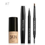 FOCALLURE 4Pcs Makeup Set with Foundation Cream High Liquid Eyeliner Pen and Black Volume Mascara Eyebrow Pencil