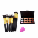 2017 Pro Cosmetics Makeup Set 15 Colors Face Contour Concealer Palette + 8 Makeup Brushes Set + 1 Sponge Puff Make Up Tool Kit