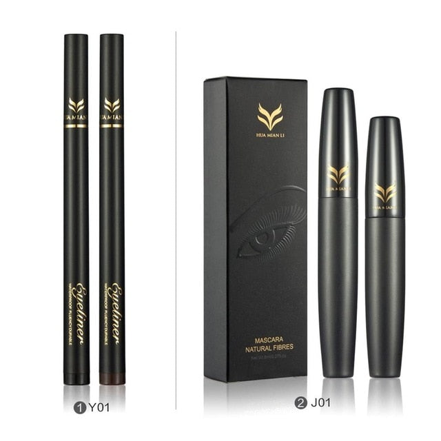 Waterproof Beauty Cosmetic Tool Liquid Eye Liner Pen Set With 3D Thicken Lengthen Mascara Black Brown Long Lasting Quick Dry