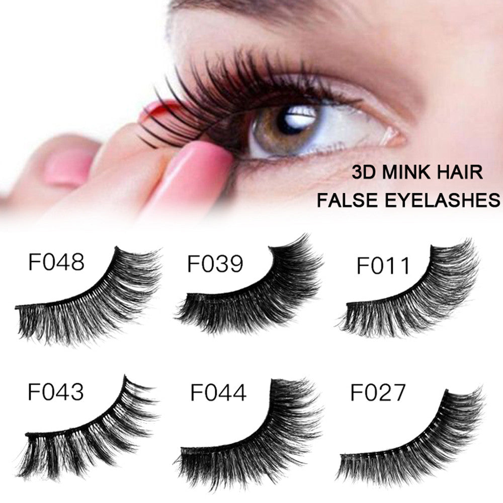 HANDAIYAN Fashion Charming Eyelash Mink 3D Natural False Eyelashes Handmade Reusable Curly Thick Long Black Soft Fake Lashes Makeup Eye Lashes Eye Decoration F048