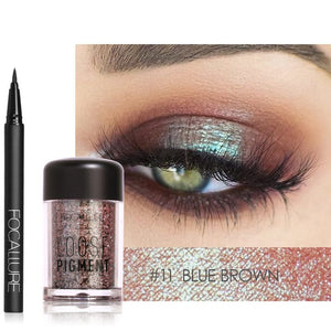 FOCALLURE Makeup Set Eyeshadow powder with Eyeliner Glitter and shimmer Eye shadow shade for Eye make up cosmetic