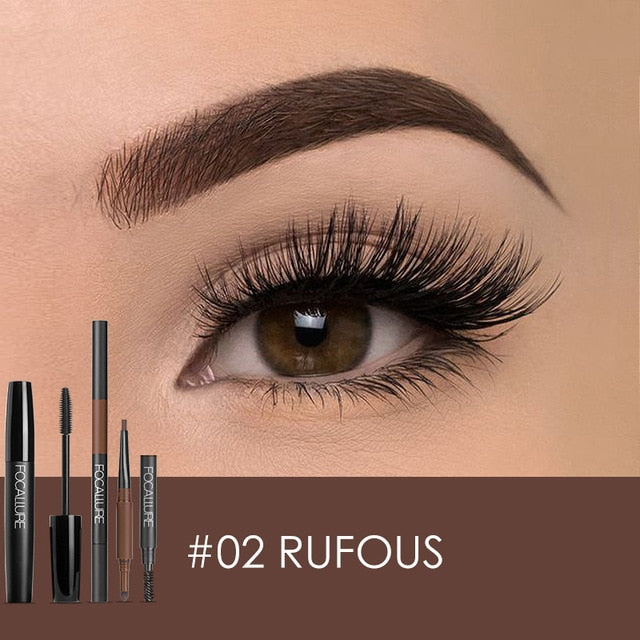 Focallure Eyes Makeup Set Fashion and Hot  3D Eyelash Mascara & 3 in 1 Auto Eyebrow pen Perfect for make up