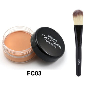 Full Cover Concealer Oil Control Natural Makeup Concealers Facial Face Cream with Makeup Brush Foundation Contour
